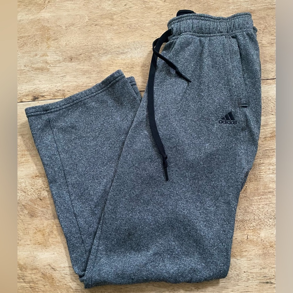 Adidas Climawarm Women’s Sz S Dark Heathered Gray Fleece Open Hem Athletic Pants